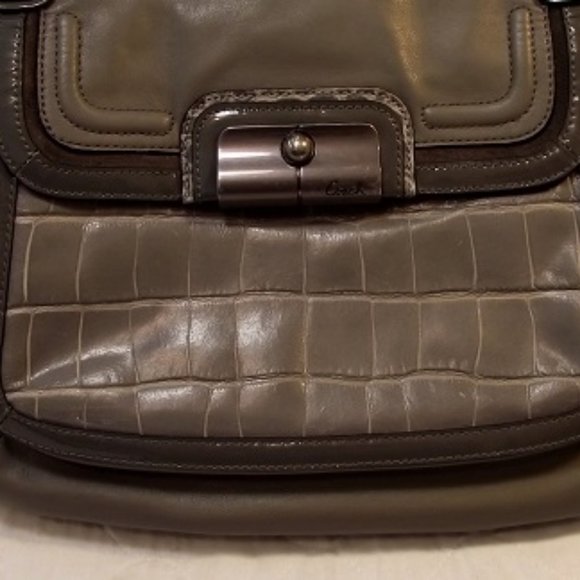 COACH Kristin Spectator Tote #18303, Leather, Grey - Picture 3 of 6